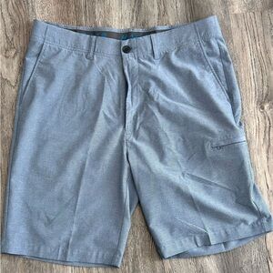 Haggar Heathered Light Blue Flat-Front Casual Shorts
